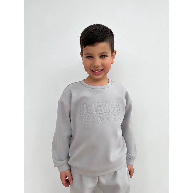 Grey Comfy Crew Neck Sweatshirt For Baby & Kids