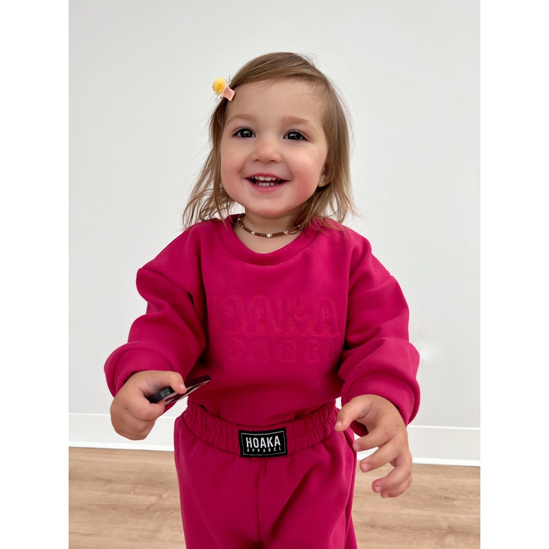 Raspberry Pink Comfy Crew Neck Sweatshirt For Baby & Kids