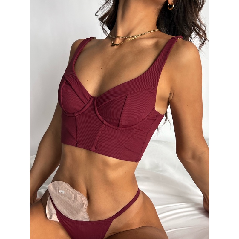 Burgundy Lined Cropped Top