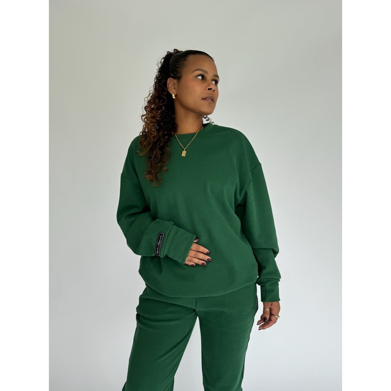 Dark Green Comfy Crew Neck Sweatshirt