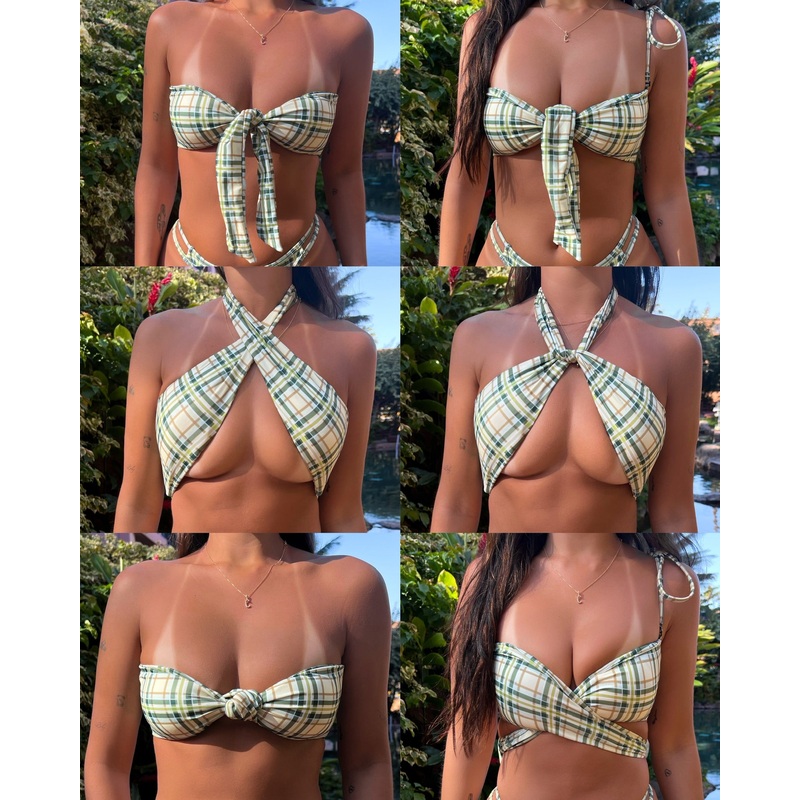 Lahaina Green Plaid Convertible Ecohoaka Tops