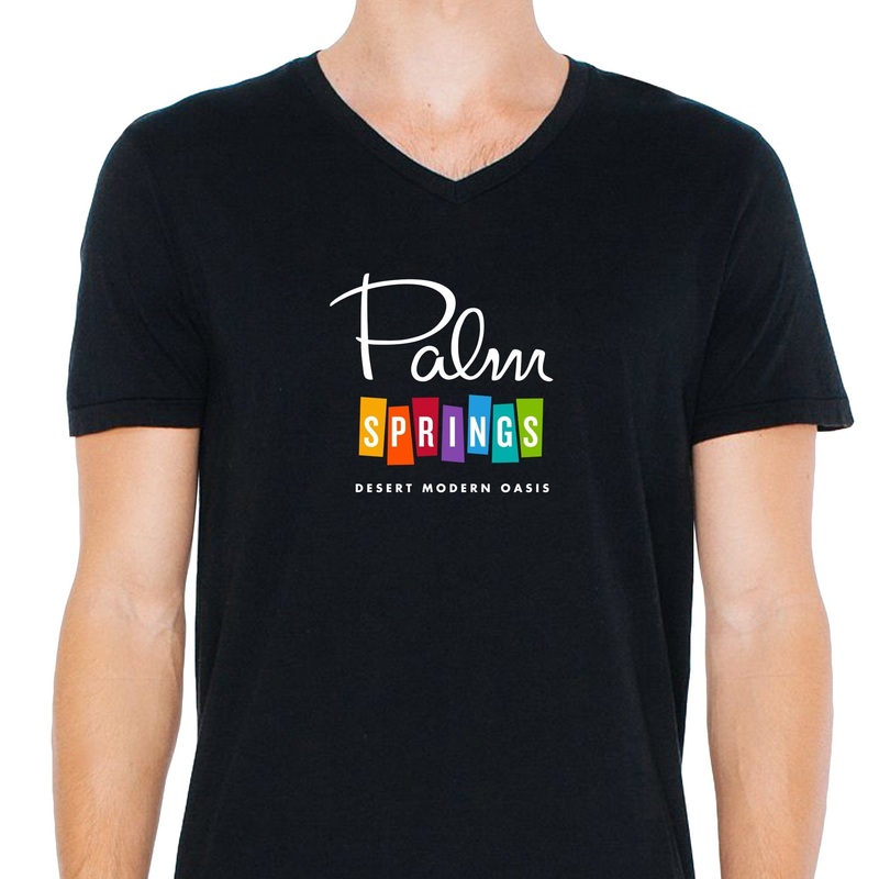 Palm Springs Rainbow V-Neck – Black