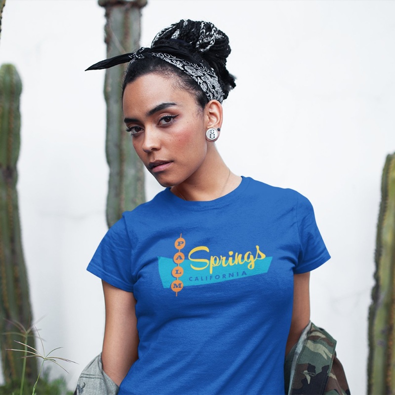 Palm Springs Retro Diner Design Unisex T-shirt – Royal Blue