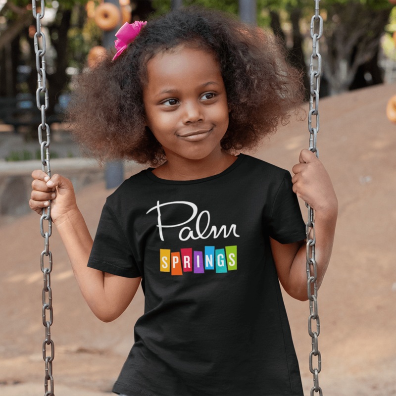 Unisex T-shirt Kids – Palm Springs Rainbow Tee – Black
