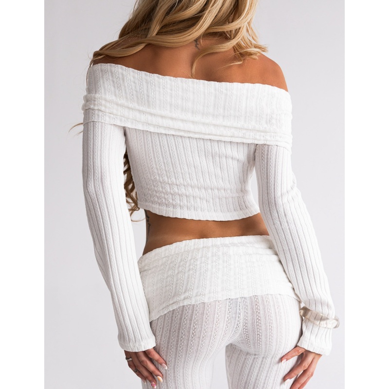 White Knit Everyday Off The Shoulder Top