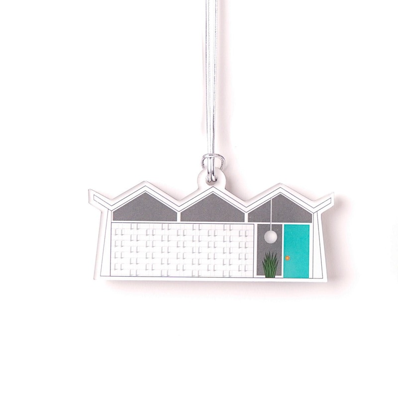 Acrylic Midcentury House Ornament  –  Folded Plate Roof