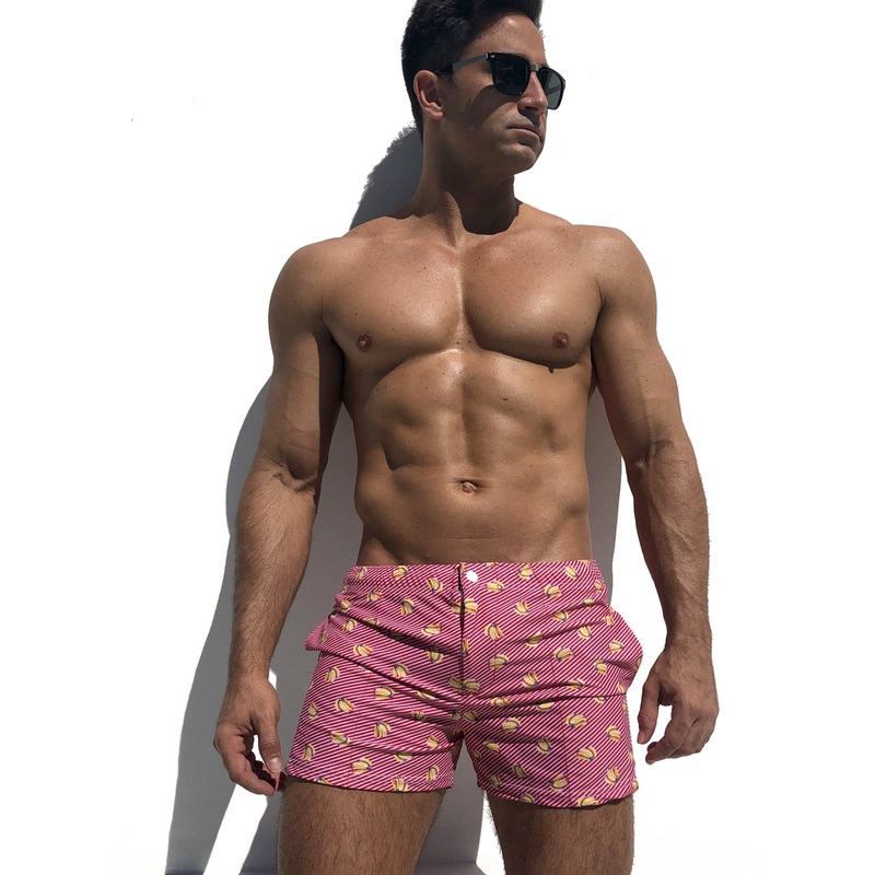 LASC Striped Banana Bunch Malibu Swim Shorts, NL20115P