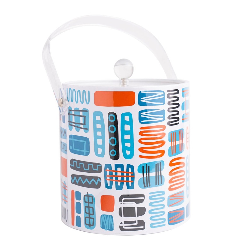 Mambo Design Retro Style Ice Bucket – Aqua and Orange