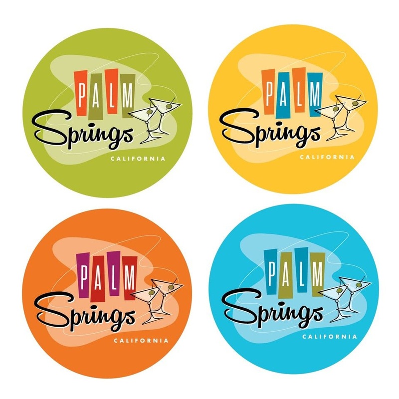 Palm Springs Martini Vinyl Coaster – Set of 8 (Assorted  colors)