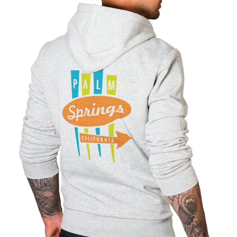 Palm Springs Sign Design Zip Up Hoodie – Ash Grey