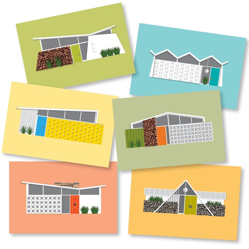 Set of 6 Palm Springs Mid Century House Postcards