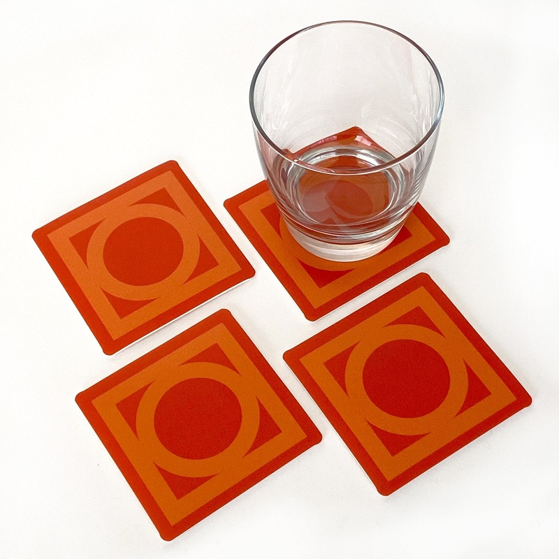 Sunmor Square Vinyl Coaster Set of 8 – Orange