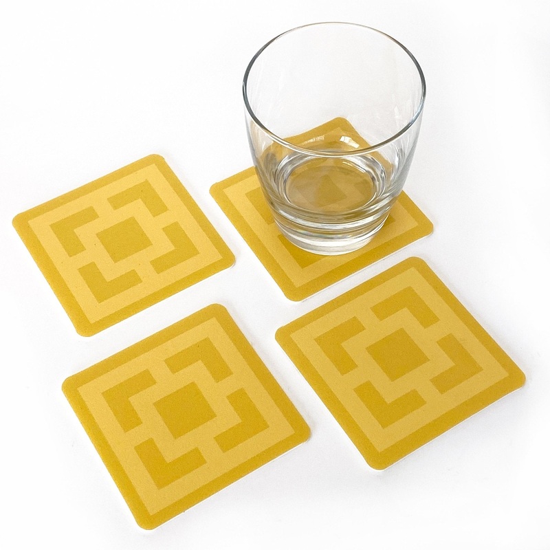 Sunmor Square Vinyl Coaster Set of 8 – Yellow