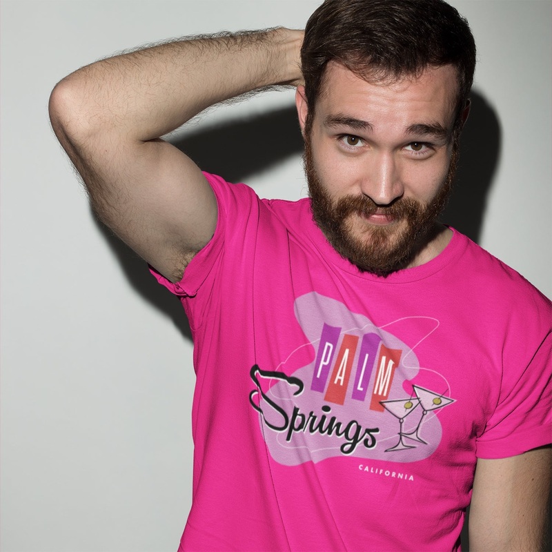 Unisex T-shirt Palm Springs Retro Martini – Fuchsia