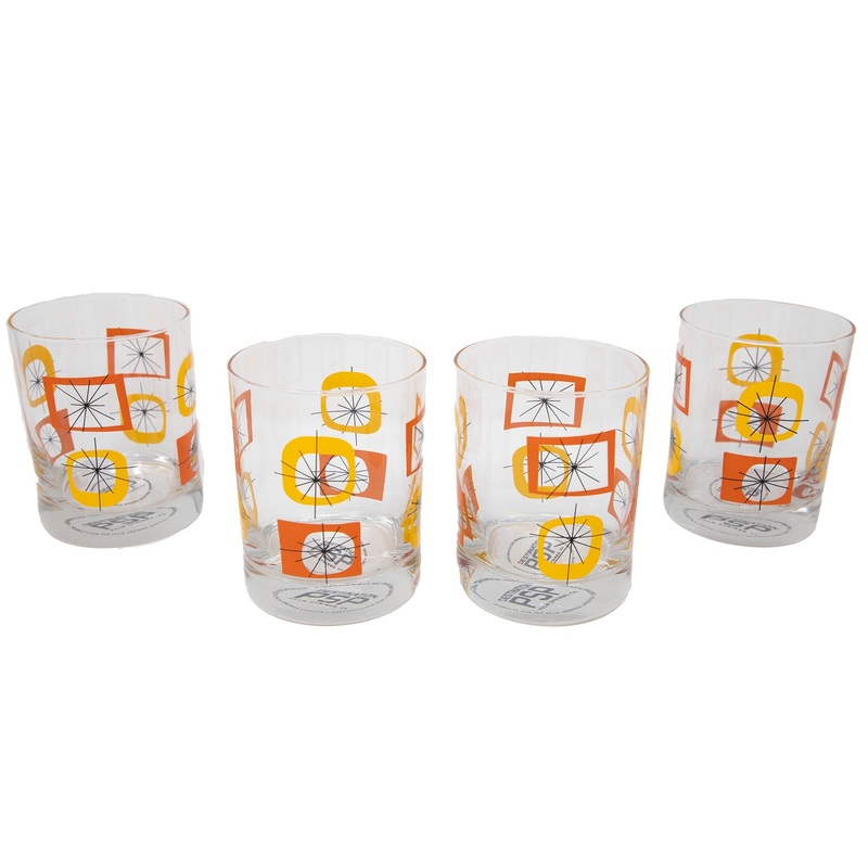 Atomic Old Fashioned Glass Set of 4 – Orange Yellow