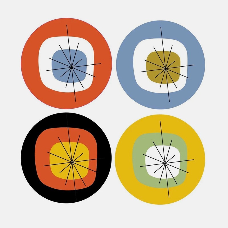 Atomic Vinyl Coasters – Set of 8 – Mixed Colors
