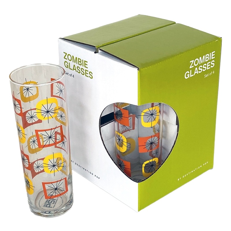 Atomic Zombie Glass – Orange / Yellow (Set of 4)
