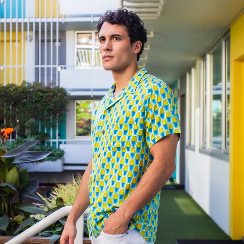 Button Front Mod Shirt – Lava Lamp Blue