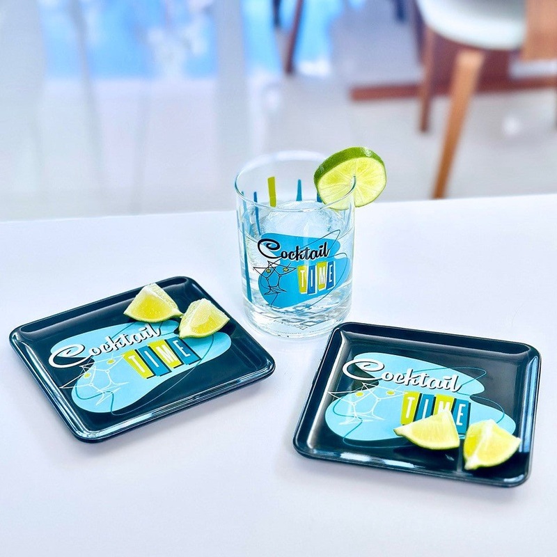 Cocktail Time Melamine Appetizer Plates, Set of 4