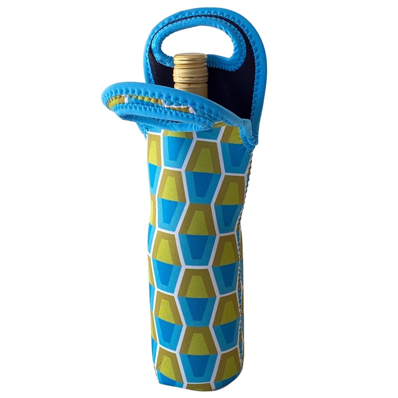 Lava Lamp Design Wine Bag Tote – Blue Green