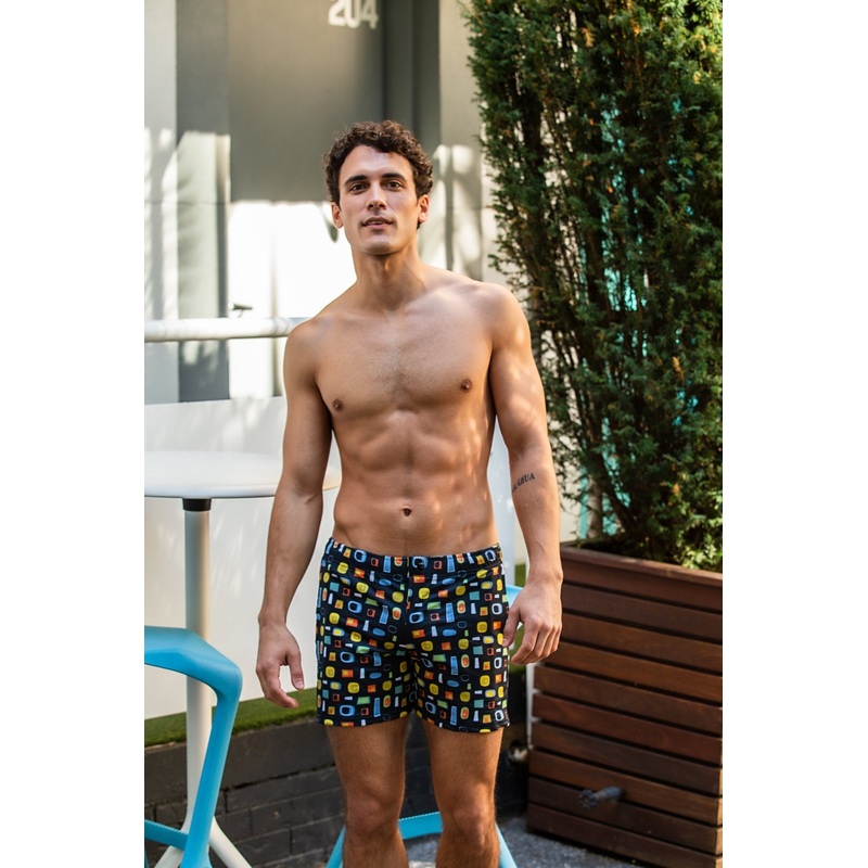 Mod Swim Shorts – Atomic Black – Longer Length