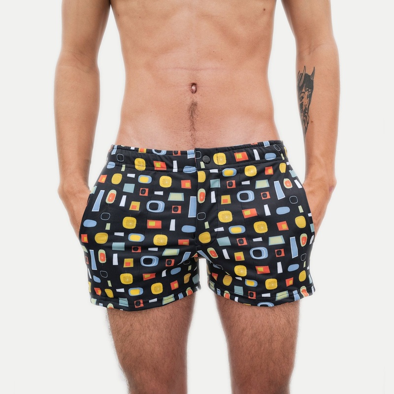 Mod Swim Shorts – Atomic Black – Shorter Length