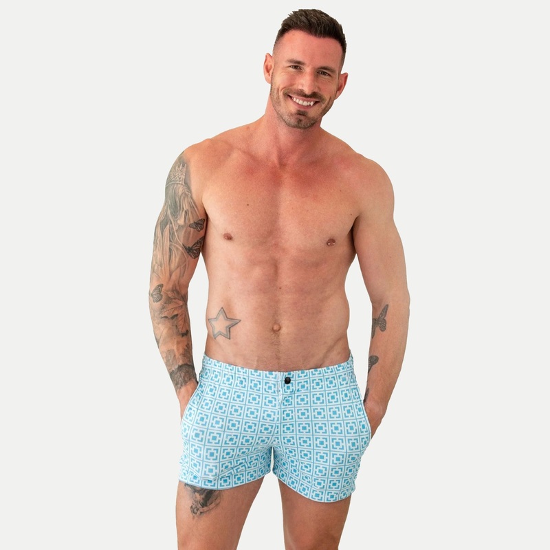 Mod Swim Shorts – Sunmor Blue – Shorter Length
