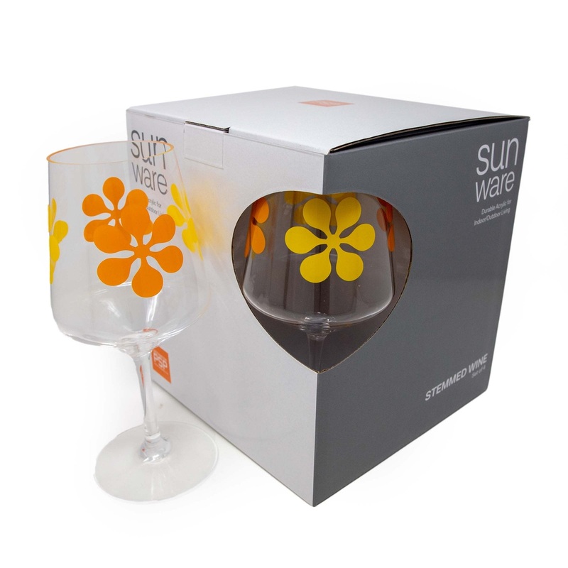 Modfest Acrylic Stemmed Wine, Set of 4 (Yellow Orange)
