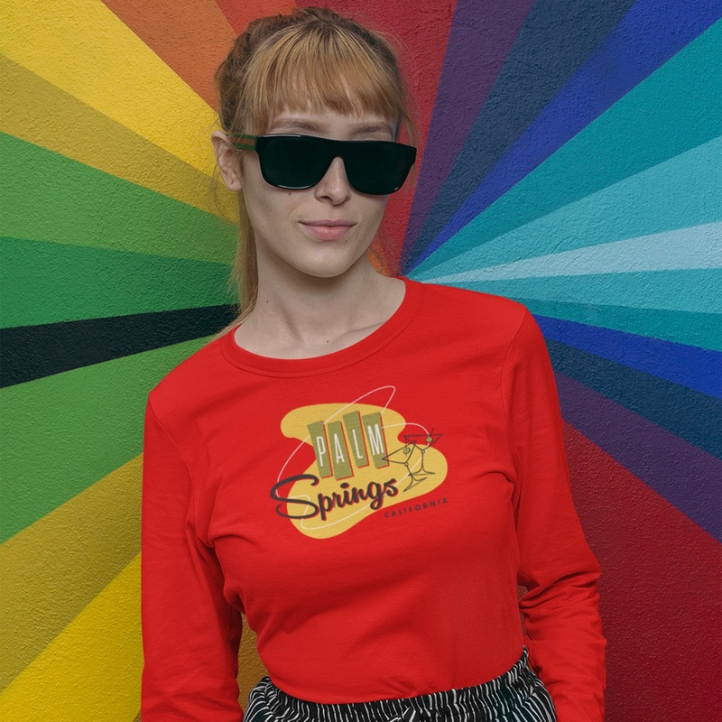 Palm Springs Retro Martini Unisex Long Sleeve T-shirt – Poppy