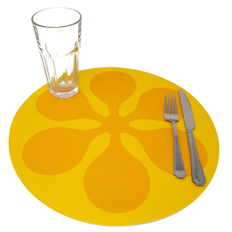 Round Modfest Vinyl Placemat – Yellow