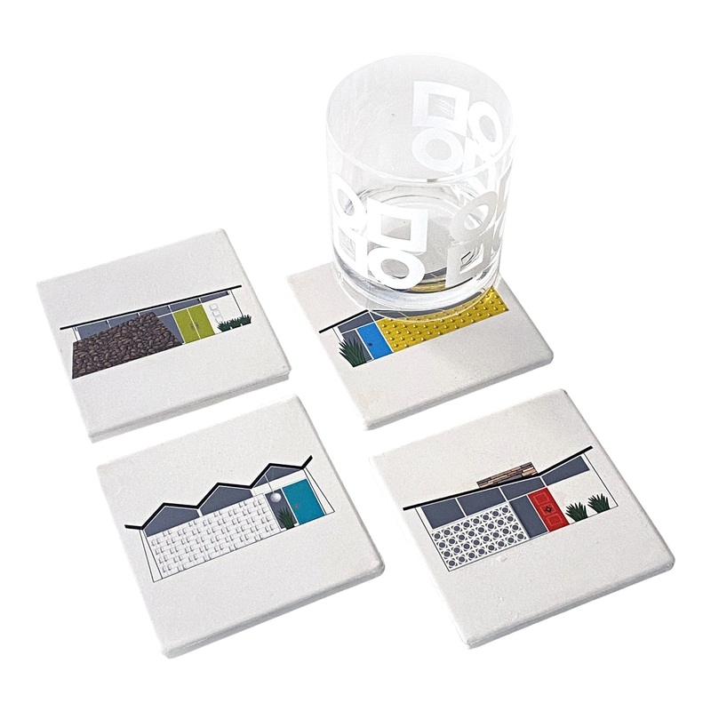 Sandstone Coasters – Midcentury Houses Set of 4
