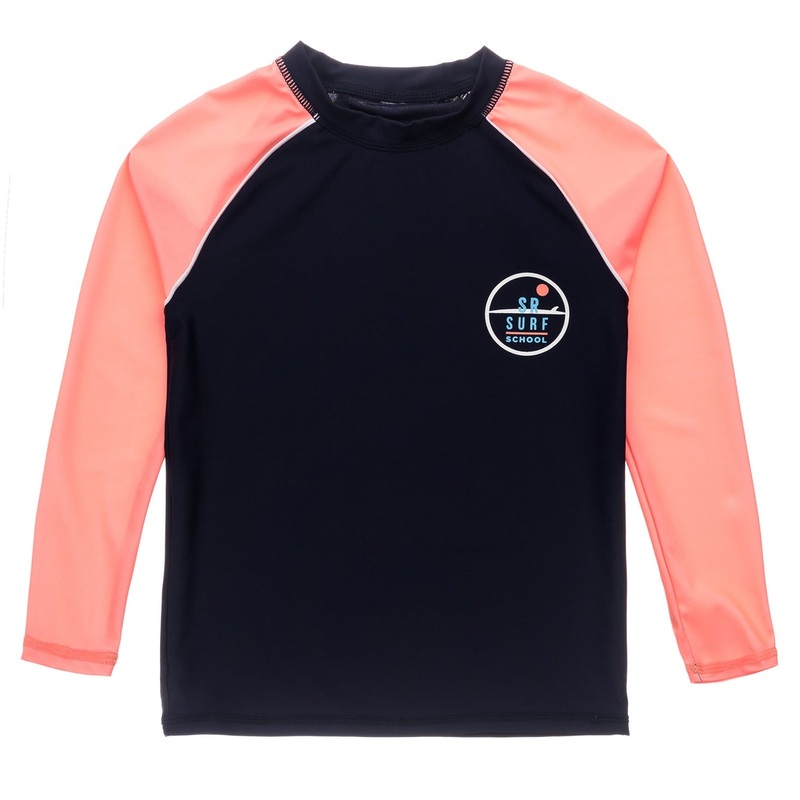 Surf School Navy and Coral Rash Top