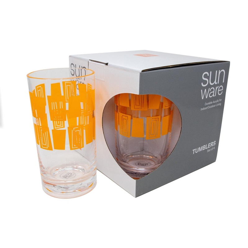 Tiki  Acrylic Tumbler, Set of 4 (Orange)