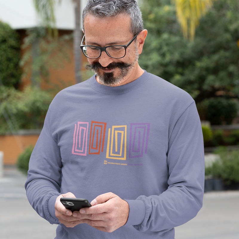 Unisex Long Sleeve Shirt Modernism Week Tiki  – Light Blue