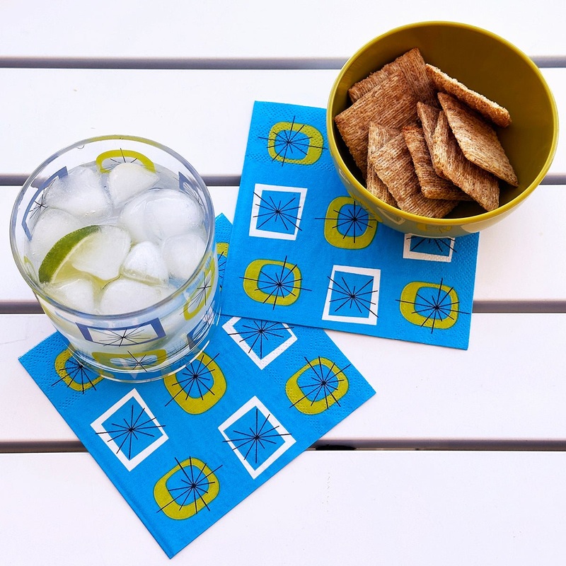 Atomic Blue/Green Cocktail Napkins