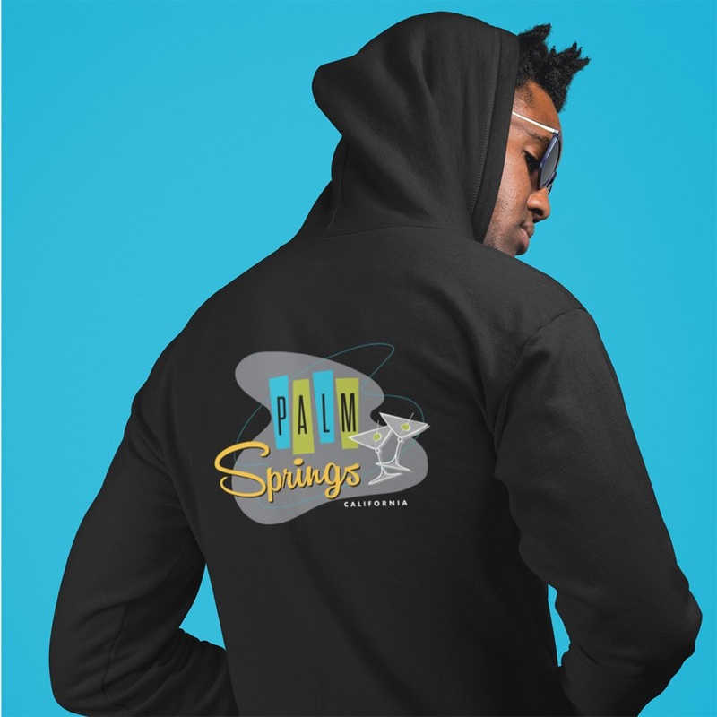 Palm Springs Martini Design Zip-Up Hoodie – Black