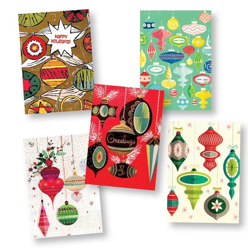 Retro Holiday Card Set – Vintage Ornaments