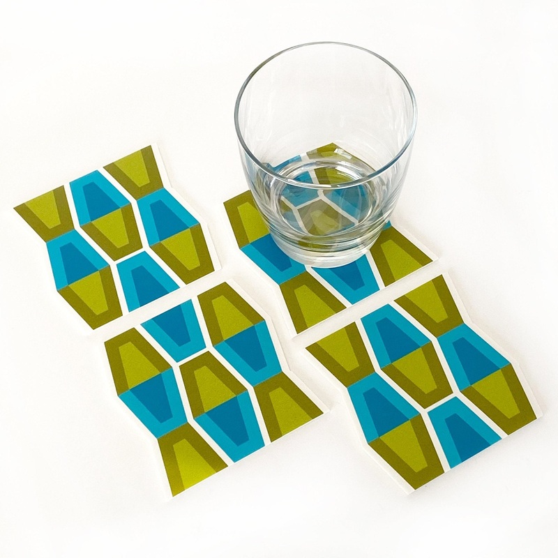 Lava Lamp Vinyl Coasters – Blue Green (Set of 8)
