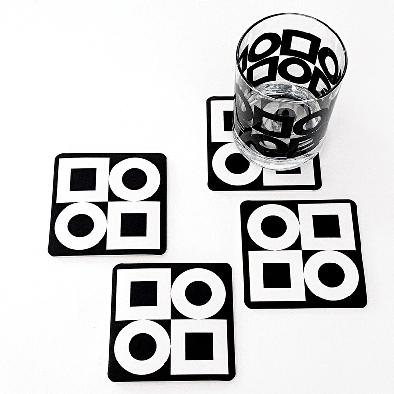 Modernista Vinyl Coasters – Black (Set of 8)