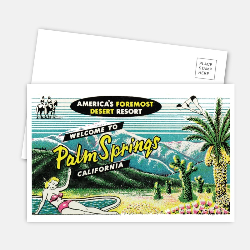 Palm Springs Vintage Map Desert Resort Postcard
