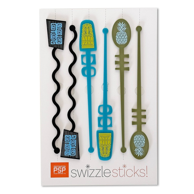 Swizzle Stick Set  – Tiki – Blue Green