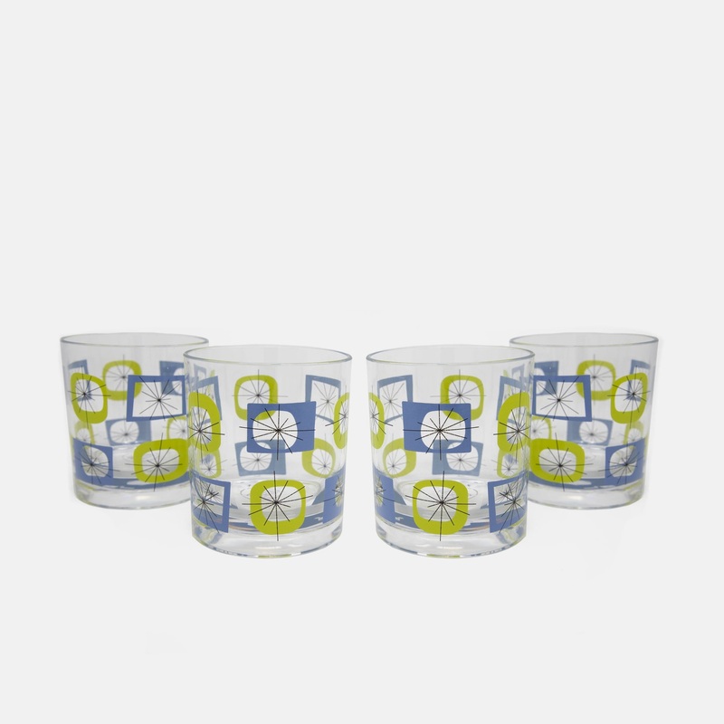 Atomic Acrylic Old Fashioned Glass – Set of 4 – Blue Green
