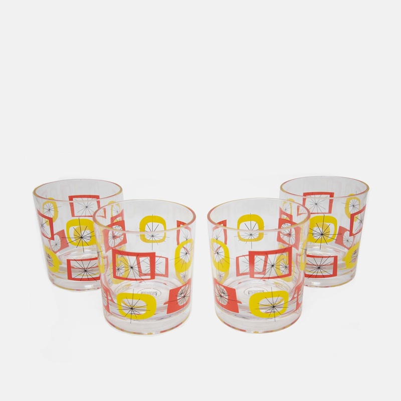 Atomic Acrylic Old Fashioned Glass – Set of 4 – Orange Yellow