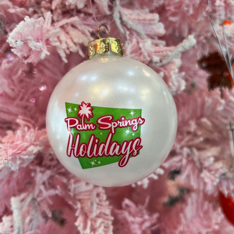 Palm Springs Holiday Glass Ornament – Satin White
