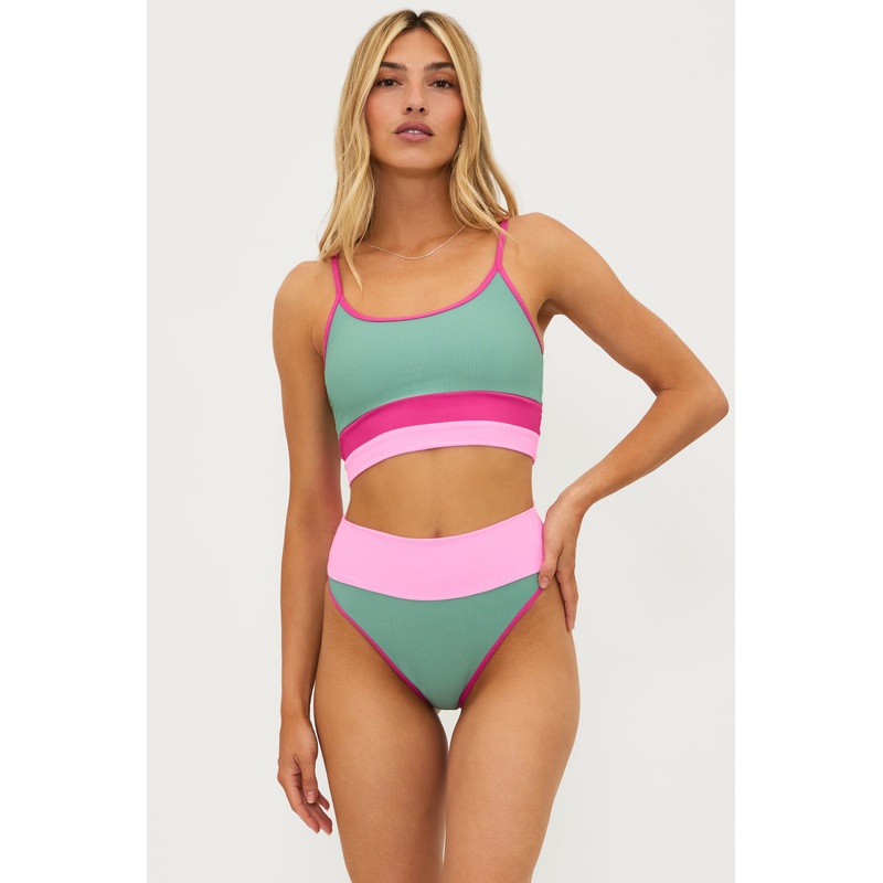 Beach Riot Eva Top Sage Bloom Colorblock