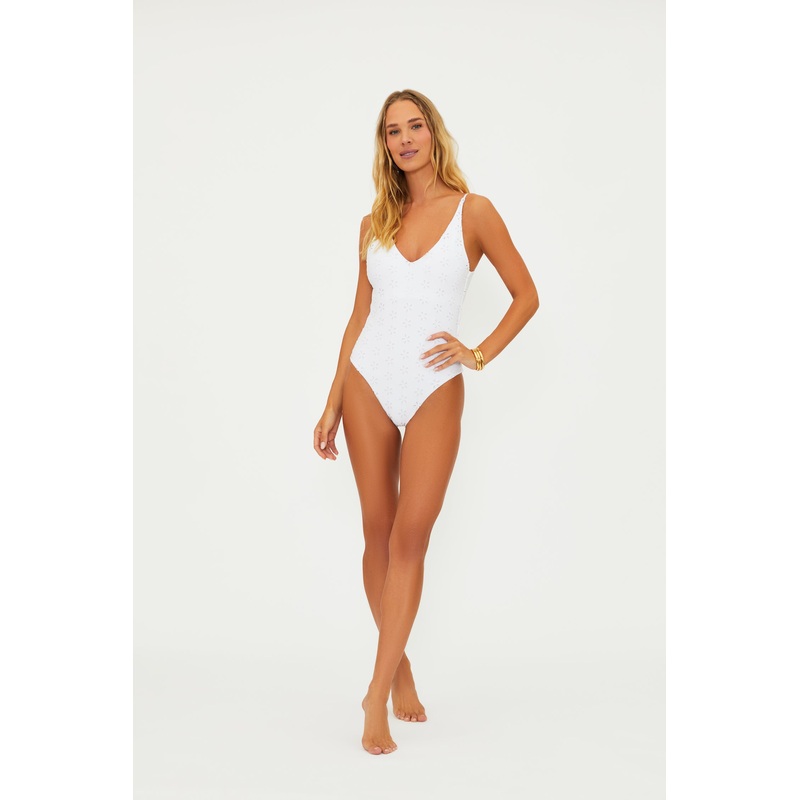 Beach Riot Reese One Piece Swimsuit – White Magnolia Eyelet