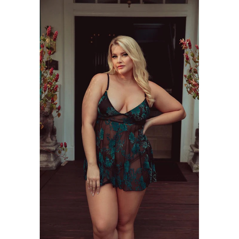 Babydoll In Black & Faded Emerald – Kilo Brava