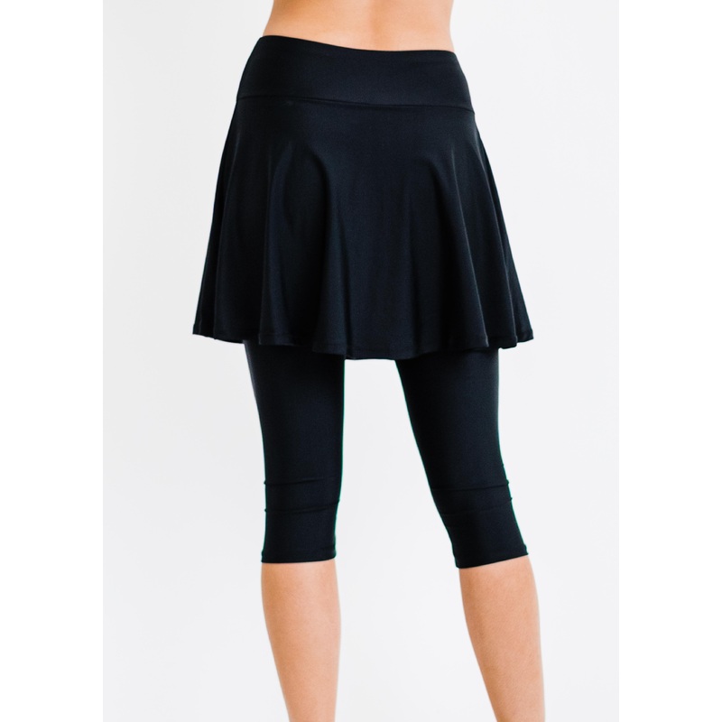 Flared Swim Skort With Capri Leggings
