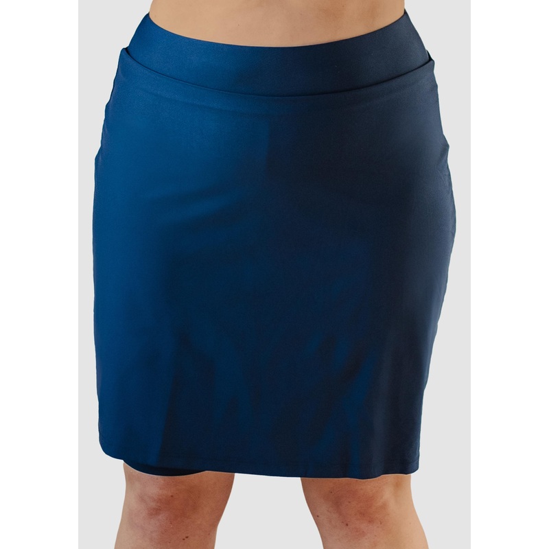 Knee Length Swim Skort With Bike Shorts | Plus Size
