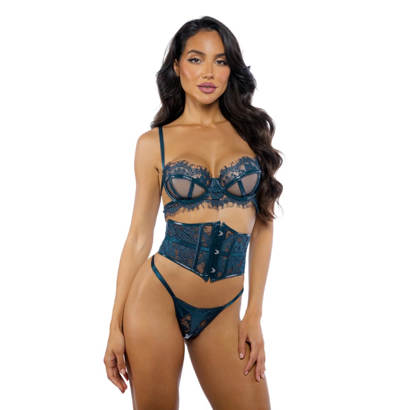 Eden Scalloped Eyelash Lace Waspie In Teal – Roma Costume